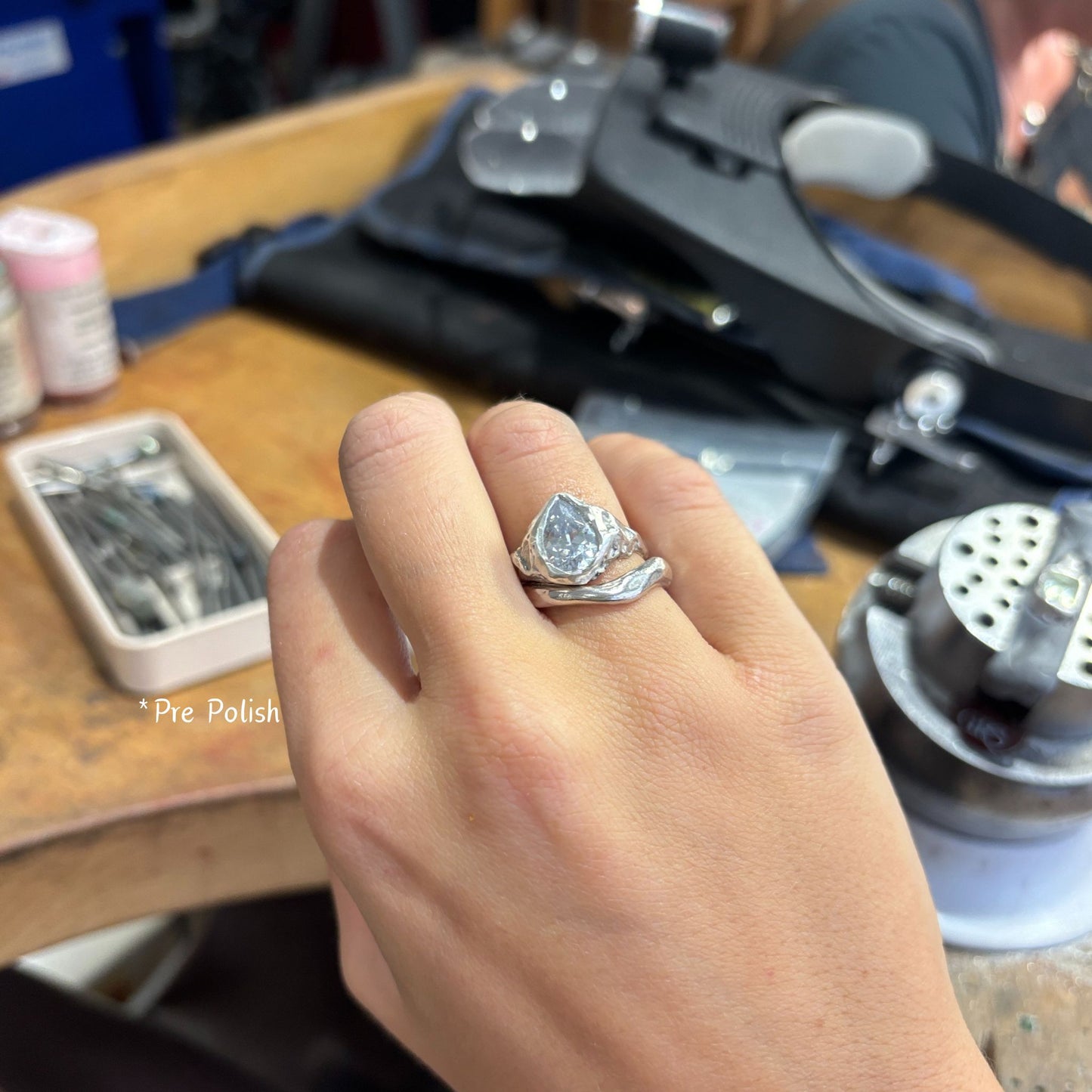 Cz Silver Molten Pear